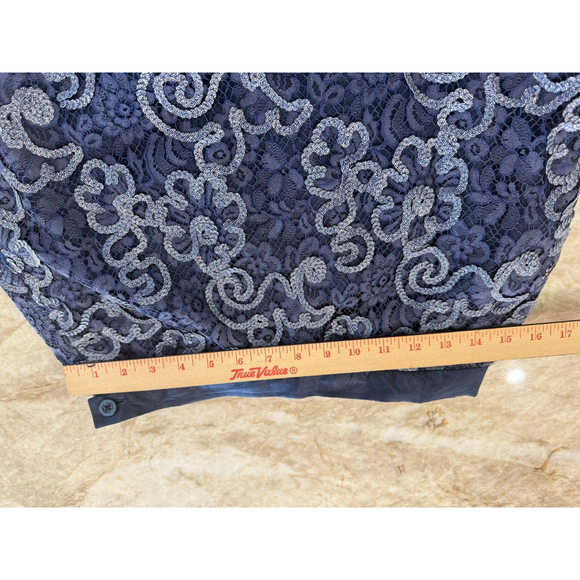 Escada Navy & Light Blue Lace Pencil Skirt Size 10 EU 40 - Picture 6 of 8